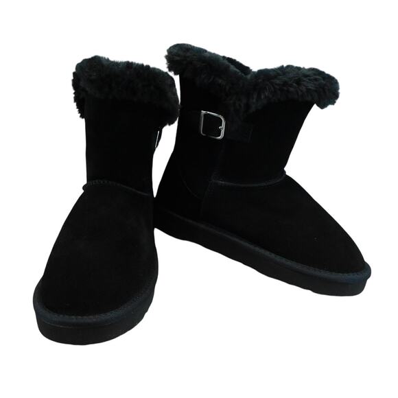 Style & Co. Black Tiny 2 Suede Faux Fur Lined Winter Boots Size 6 Womens New - Picture 1 of 6
